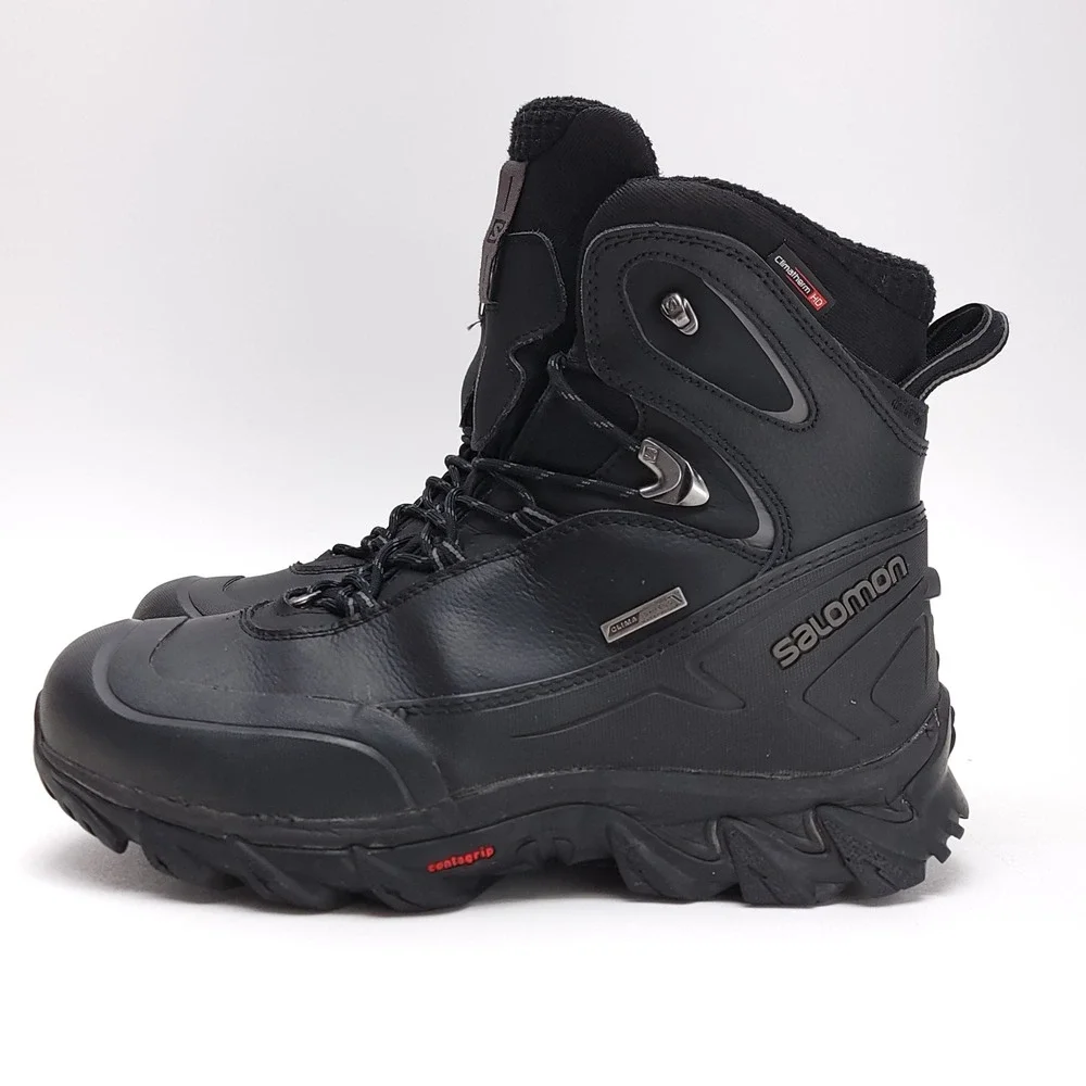 Salomon Anka CS Climatherm Contagrip Black Leather Waterproof Boots‎ Mens 8.5